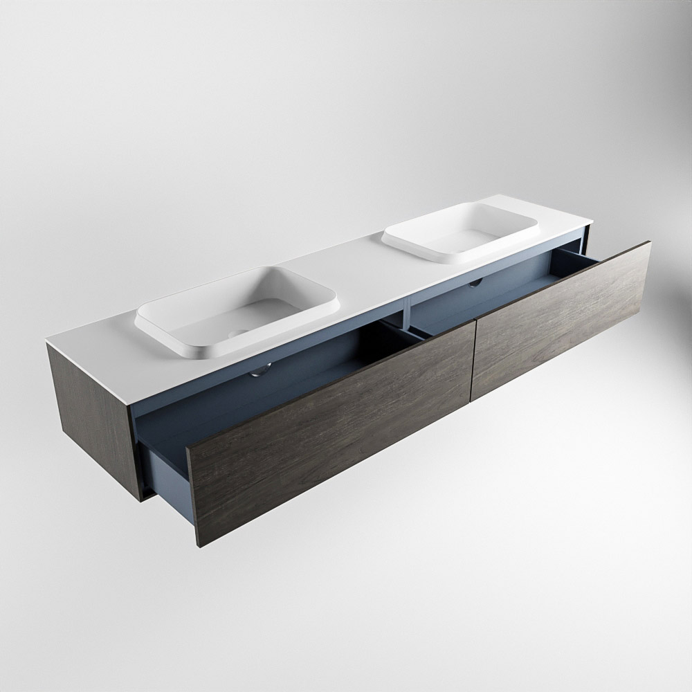 MONDIAZ ERIN 200cm mueble de baño color Dark Brown 2 cajones. Lavabo RIDGE Doble 2 orificios color Talc. 6 MONDIAZ ERIN 200cm mueble de baño color Dark Brown 2 cajones. Lavabo RIDGE Doble 2 orificios color Talc. - Imagen 6