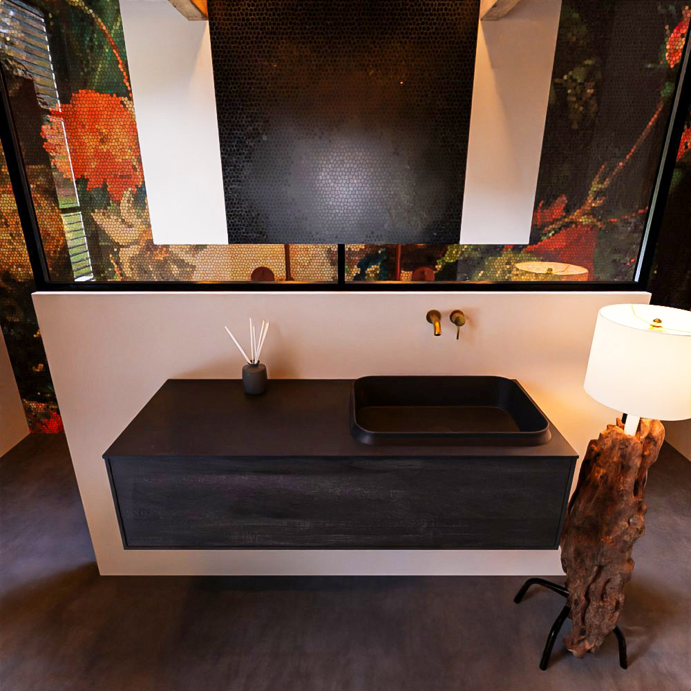 MONDIAZ ERIN 120cm mueble de baño color Dark Brown 1 cajón. Lavabo RIDGE Derecho sin orificio color Urban. 3 MONDIAZ ERIN 120cm mueble de baño color Dark Brown 1 cajón. Lavabo RIDGE Derecho sin orificio color Urban. - Imagen 3