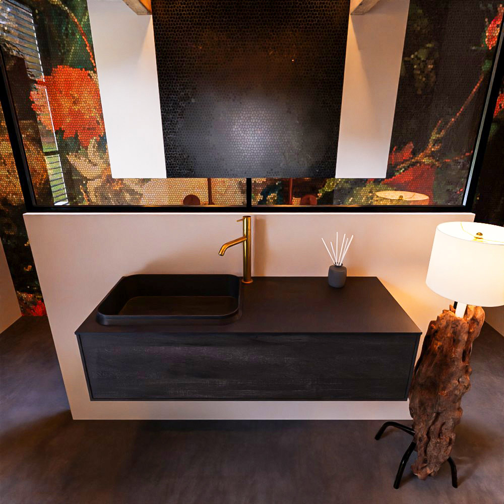 MONDIAZ ERIN 120cm mueble de baño color Dark Brown 1 cajón. Lavabo RIDGE Izquierda 1 orificio color Urban. 3 MONDIAZ ERIN 120cm mueble de baño color Dark Brown 1 cajón. Lavabo RIDGE Izquierda 1 orificio color Urban. - Imagen 3