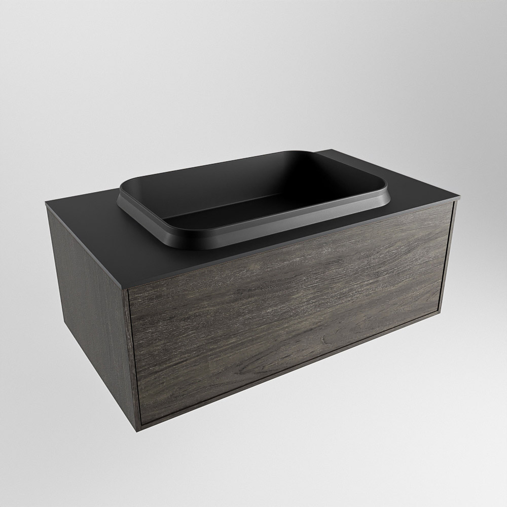 MONDIAZ ERIN 80cm mueble de baño color Dark Brown 1 cajón. Lavabo RIDGE Centro sin orificio color Urban. 4 MONDIAZ ERIN 80cm mueble de baño color Dark Brown 1 cajón. Lavabo RIDGE Centro sin orificio color Urban. - Imagen 4