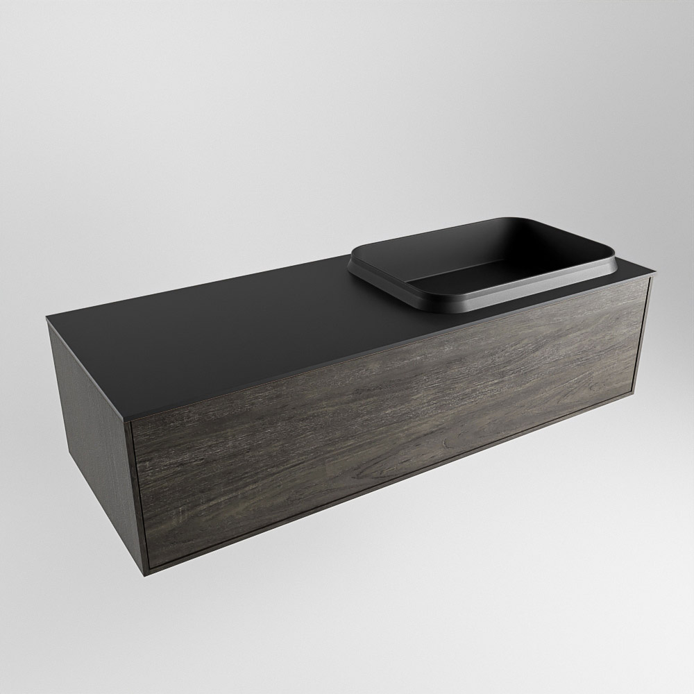 MONDIAZ ERIN 120cm mueble de baño color Dark Brown 1 cajón. Lavabo RIDGE Derecho 1 orificio color Urban. 4 MONDIAZ ERIN 120cm mueble de baño color Dark Brown 1 cajón. Lavabo RIDGE Derecho 1 orificio color Urban. - Imagen 4