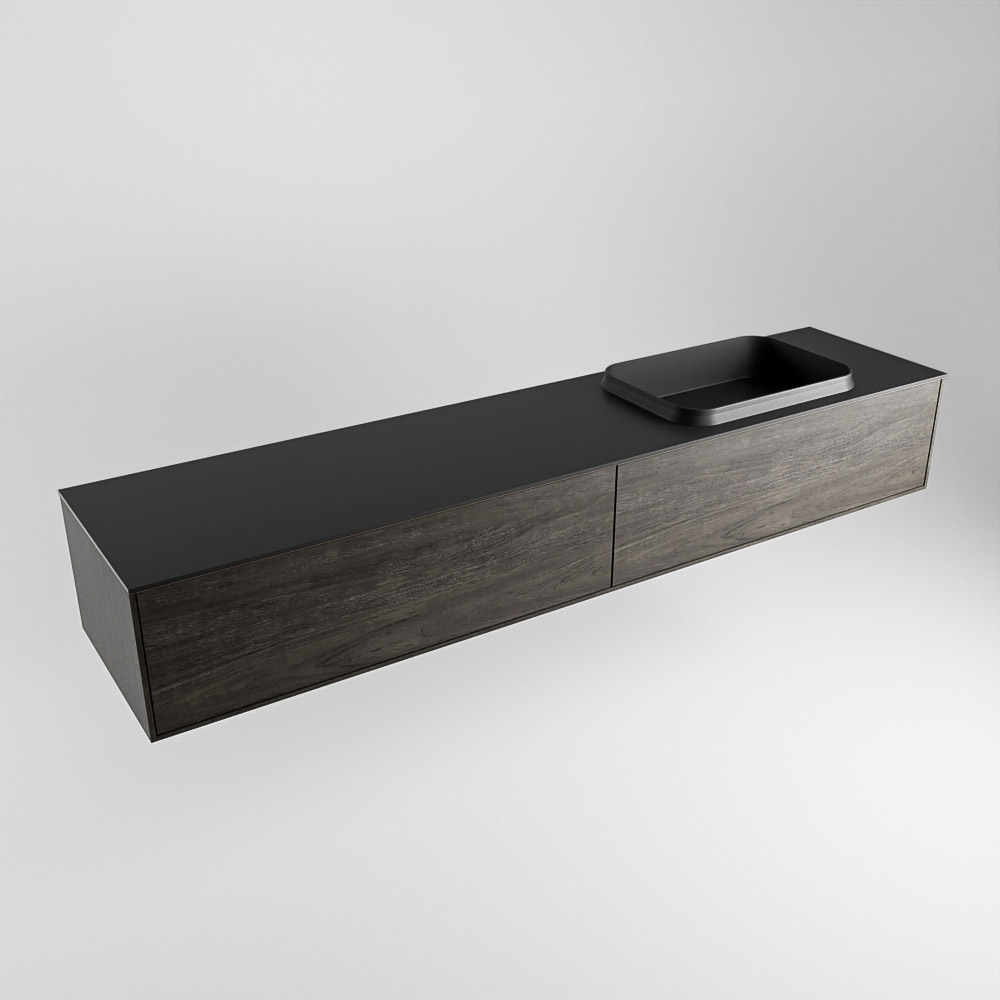 MONDIAZ ERIN 200cm mueble de baño color Dark Brown 2 cajones. Lavabo RIDGE Derecho sin orificio color Urban. 4 MONDIAZ ERIN 200cm mueble de baño color Dark Brown 2 cajones. Lavabo RIDGE Derecho sin orificio color Urban. - Imagen 4