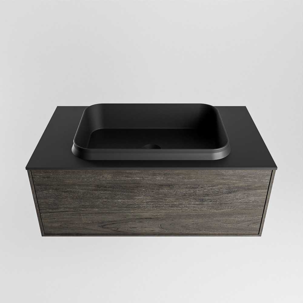 MONDIAZ ERIN 80cm mueble de baño color Dark Brown 1 cajón. Lavabo RIDGE Centro sin orificio color Urban. 5 MONDIAZ ERIN 80cm mueble de baño color Dark Brown 1 cajón. Lavabo RIDGE Centro sin orificio color Urban. - Imagen 5