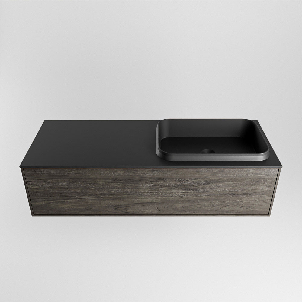 MONDIAZ ERIN 120cm mueble de baño color Dark Brown 1 cajón. Lavabo RIDGE Derecho sin orificio color Urban. 5 MONDIAZ ERIN 120cm mueble de baño color Dark Brown 1 cajón. Lavabo RIDGE Derecho sin orificio color Urban. - Imagen 5