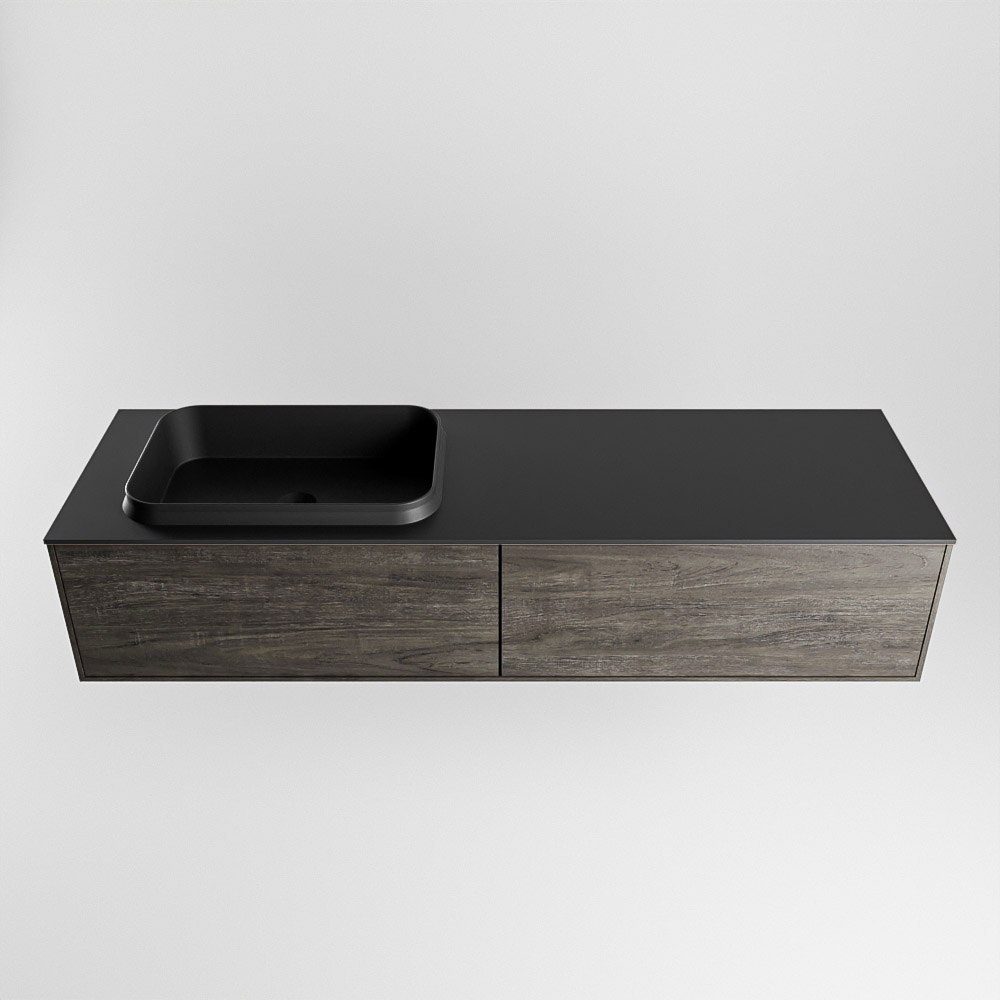 MONDIAZ ERIN 150cm mueble de baño color Dark Brown 2 cajones. Lavabo RIDGE Izquierda sin orificio color Urban. 5 MONDIAZ ERIN 150cm mueble de baño color Dark Brown 2 cajones. Lavabo RIDGE Izquierda sin orificio color Urban. - Imagen 5