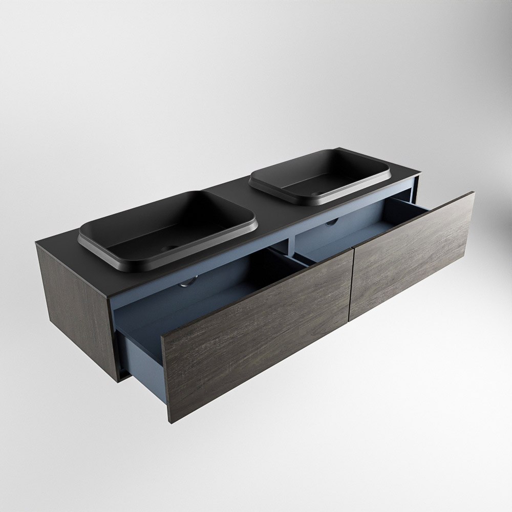 MONDIAZ ERIN 150cm mueble de baño color Dark Brown 2 cajones. Lavabo RIDGE Doble 2 orificios color Urban. 6 MONDIAZ ERIN 150cm mueble de baño color Dark Brown 2 cajones. Lavabo RIDGE Doble 2 orificios color Urban. - Imagen 6