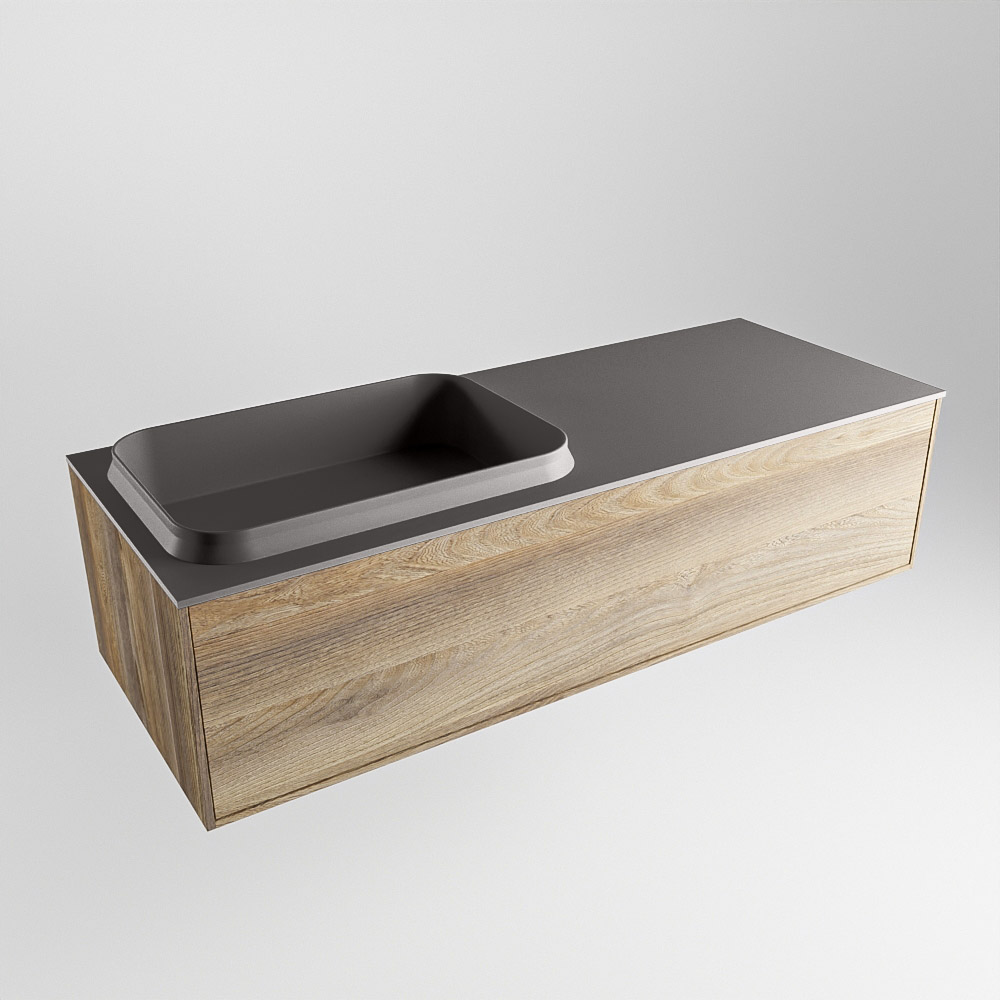 MONDIAZ ERIN 120cm mueble de baño color Dark Brown Grey 1 cajón. Lavabo RIDGE Izquierda 1 orificio color Dark Grey. 4 MONDIAZ ERIN 120cm mueble de baño color Dark Brown Grey 1 cajón. Lavabo RIDGE Izquierda 1 orificio color Dark Grey. - Imagen 4