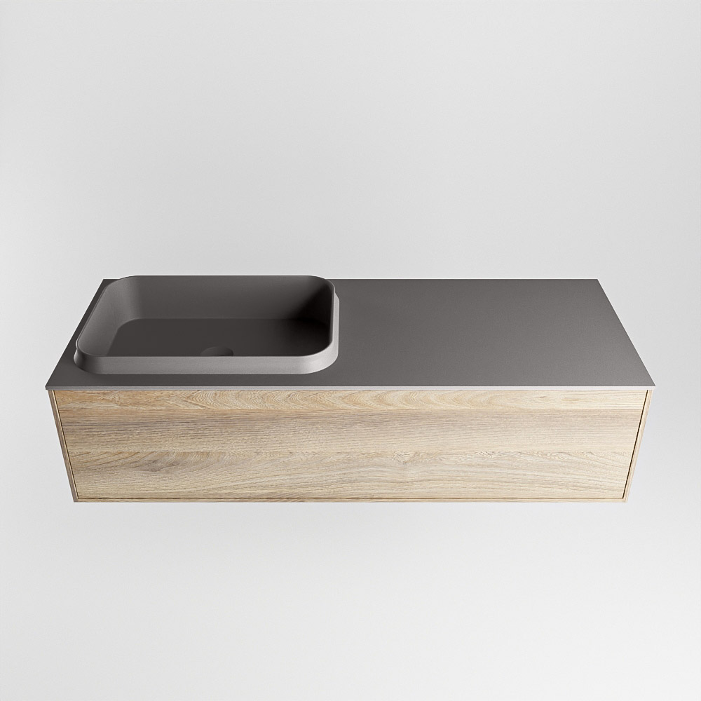 MONDIAZ ERIN 120cm mueble de baño color Dark Brown Grey 1 cajón. Lavabo RIDGE Izquierda 1 orificio color Dark Grey. 5 MONDIAZ ERIN 120cm mueble de baño color Dark Brown Grey 1 cajón. Lavabo RIDGE Izquierda 1 orificio color Dark Grey. - Imagen 5