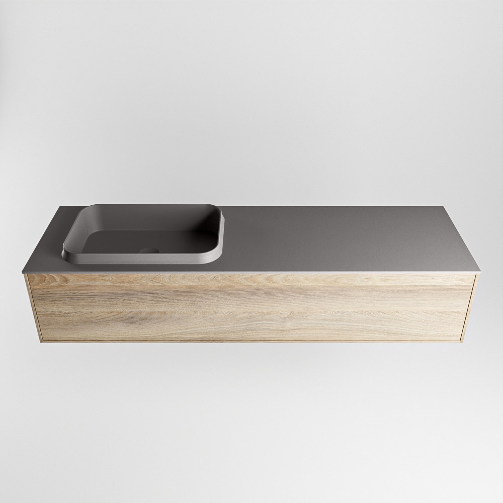 MONDIAZ ERIN 150cm mueble de baño color Dark Brown Grey 1 cajón. Lavabo RIDGE Izquierda sin orificio color Dark Grey. 5 MONDIAZ ERIN 150cm mueble de baño color Dark Brown Grey 1 cajón. Lavabo RIDGE Izquierda sin orificio color Dark Grey. - Imagen 5