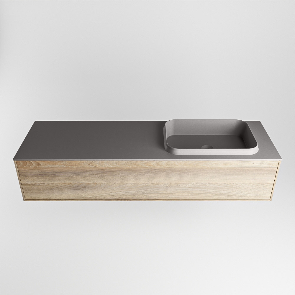MONDIAZ ERIN 150cm mueble de baño color Dark Brown Grey 1 cajón. Lavabo RIDGE Derecho 1 orificio color Dark Grey. 5 MONDIAZ ERIN 150cm mueble de baño color Dark Brown Grey 1 cajón. Lavabo RIDGE Derecho 1 orificio color Dark Grey. - Imagen 5