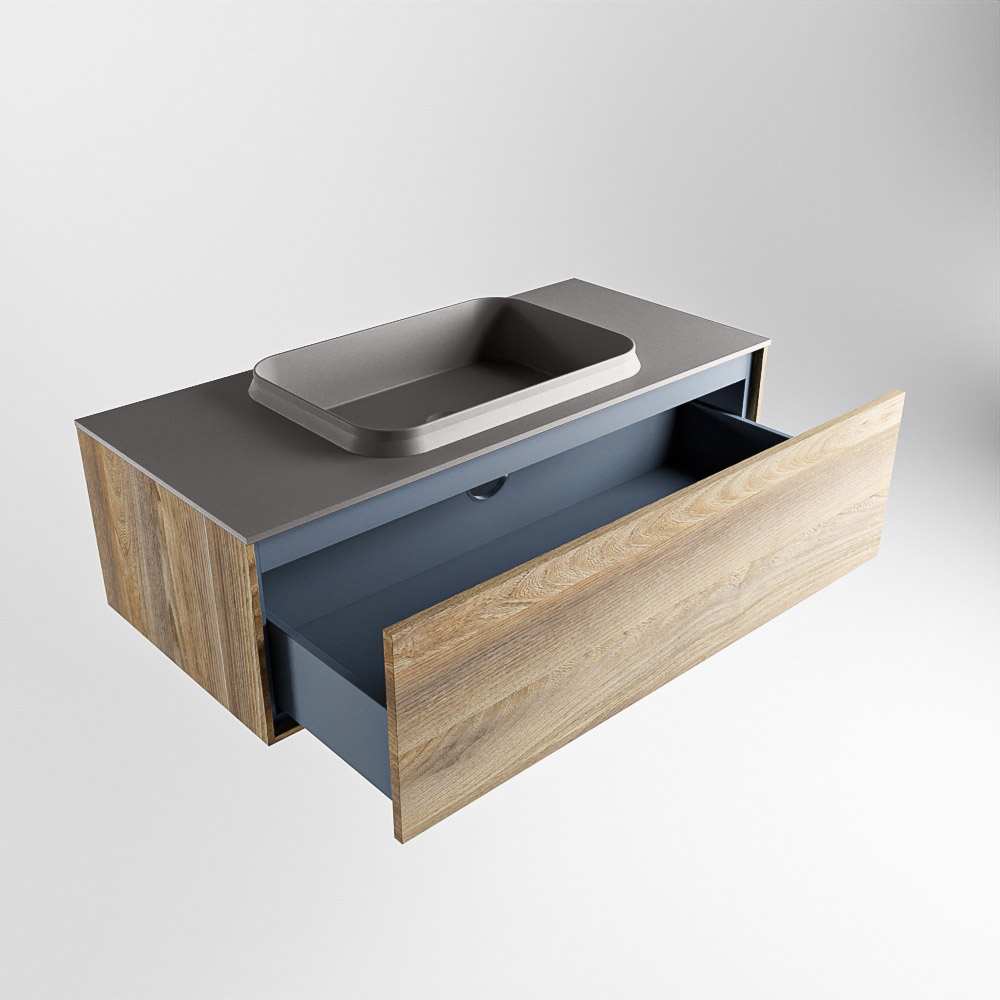 MONDIAZ ERIN 100cm mueble de baño color Dark Brown Grey 1 cajón. Lavabo RIDGE Centro sin orificio color Dark Grey. 6 MONDIAZ ERIN 100cm mueble de baño color Dark Brown Grey 1 cajón. Lavabo RIDGE Centro sin orificio color Dark Grey. - Imagen 6