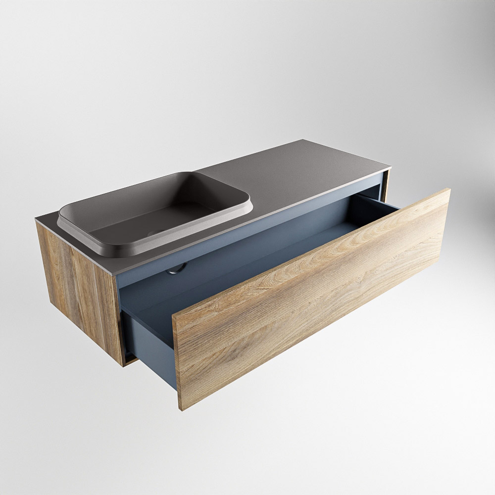 MONDIAZ ERIN 120cm mueble de baño color Dark Brown Grey 1 cajón. Lavabo RIDGE Izquierda 1 orificio color Dark Grey. 6 MONDIAZ ERIN 120cm mueble de baño color Dark Brown Grey 1 cajón. Lavabo RIDGE Izquierda 1 orificio color Dark Grey. - Imagen 6