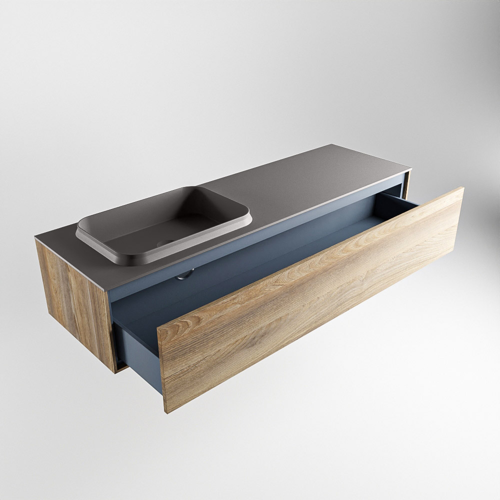 MONDIAZ ERIN 150cm mueble de baño color Dark Brown Grey 1 cajón. Lavabo RIDGE Izquierda sin orificio color Dark Grey. 6 MONDIAZ ERIN 150cm mueble de baño color Dark Brown Grey 1 cajón. Lavabo RIDGE Izquierda sin orificio color Dark Grey. - Imagen 6