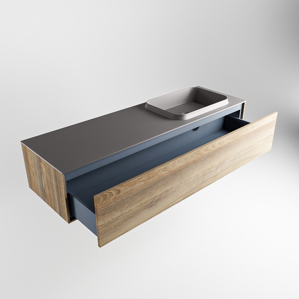 MONDIAZ ERIN 150cm mueble de baño color Dark Brown Grey 1 cajón. Lavabo RIDGE Derecho 1 orificio color Dark Grey. 6 MONDIAZ ERIN 150cm mueble de baño color Dark Brown Grey 1 cajón. Lavabo RIDGE Derecho 1 orificio color Dark Grey. - Imagen 6