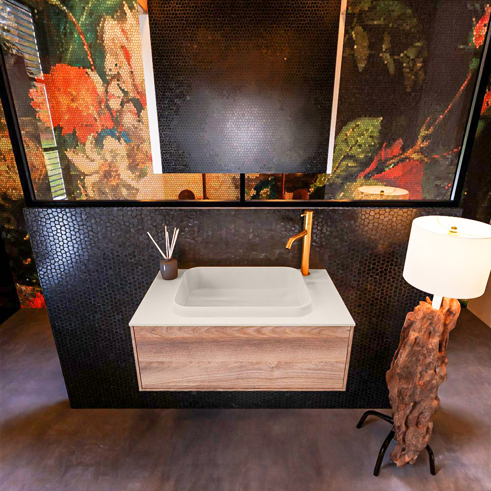 MONDIAZ ERIN 80cm mueble de baño color Dark Brown Grey 1 cajón. Lavabo RIDGE Centro 1 orificio color Linen. 3 MONDIAZ ERIN 80cm mueble de baño color Dark Brown Grey 1 cajón. Lavabo RIDGE Centro 1 orificio color Linen. - Imagen 3