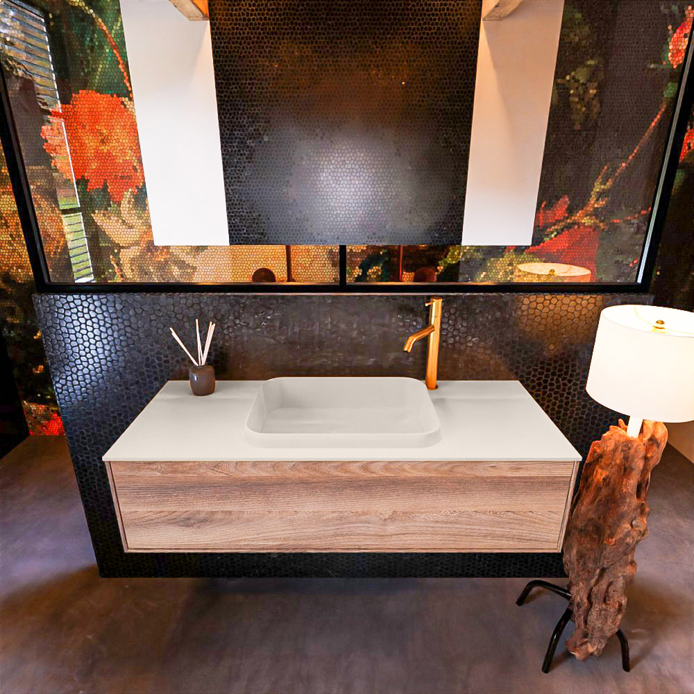 MONDIAZ ERIN 120cm mueble de baño color Dark Brown Grey 1 cajón. Lavabo RIDGE Centro 1 orificio color Linen. 3 MONDIAZ ERIN 120cm mueble de baño color Dark Brown Grey 1 cajón. Lavabo RIDGE Centro 1 orificio color Linen. - Imagen 3