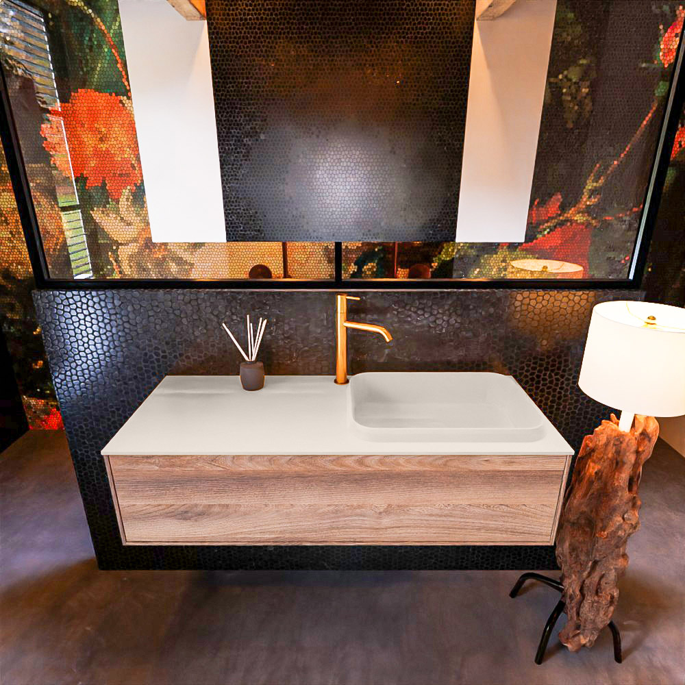 MONDIAZ ERIN 120cm mueble de baño color Dark Brown Grey 1 cajón. Lavabo RIDGE Derecho 1 orificio color Linen. 3 MONDIAZ ERIN 120cm mueble de baño color Dark Brown Grey 1 cajón. Lavabo RIDGE Derecho 1 orificio color Linen. - Imagen 3