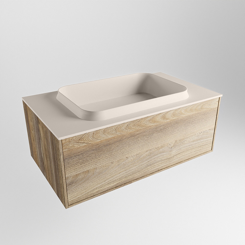 MONDIAZ ERIN 80cm mueble de baño color Dark Brown Grey 1 cajón. Lavabo RIDGE Centro 1 orificio color Linen. 4 MONDIAZ ERIN 80cm mueble de baño color Dark Brown Grey 1 cajón. Lavabo RIDGE Centro 1 orificio color Linen. - Imagen 4