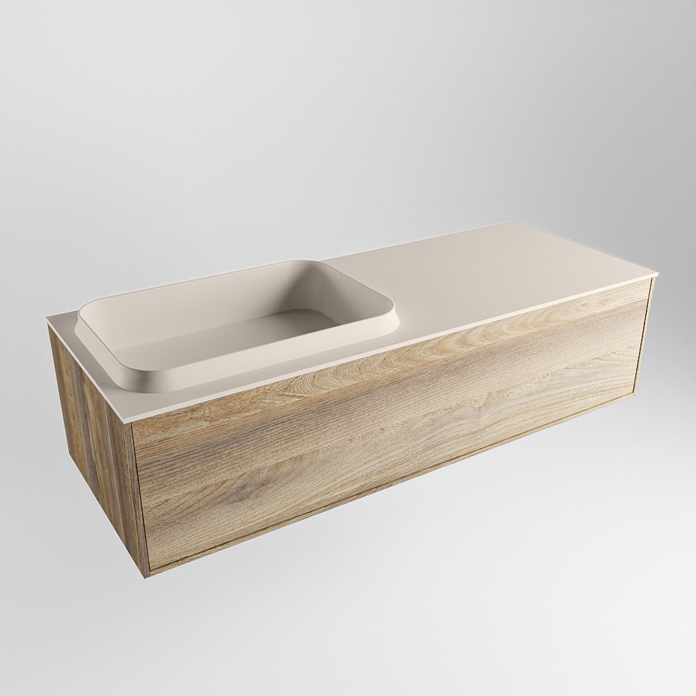 MONDIAZ ERIN 120cm mueble de baño color Dark Brown Grey 1 cajón. Lavabo RIDGE Izquierda 1 orificio color Linen. 4 MONDIAZ ERIN 120cm mueble de baño color Dark Brown Grey 1 cajón. Lavabo RIDGE Izquierda 1 orificio color Linen. - Imagen 4
