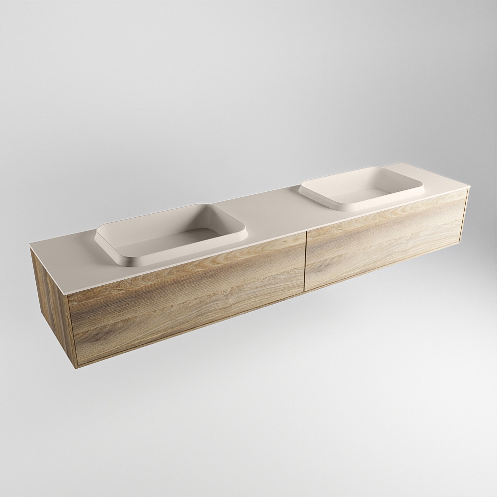 MONDIAZ ERIN 200cm mueble de baño color Dark Brown Grey 2 cajones. Lavabo RIDGE Doble 2 orificios color Linen. 4 MONDIAZ ERIN 200cm mueble de baño color Dark Brown Grey 2 cajones. Lavabo RIDGE Doble 2 orificios color Linen. - Imagen 4