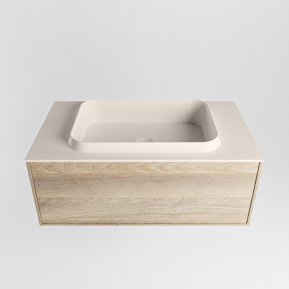 MONDIAZ ERIN 80cm mueble de baño color Dark Brown Grey 1 cajón. Lavabo RIDGE Centro 1 orificio color Linen. 5 MONDIAZ ERIN 80cm mueble de baño color Dark Brown Grey 1 cajón. Lavabo RIDGE Centro 1 orificio color Linen. - Imagen 5
