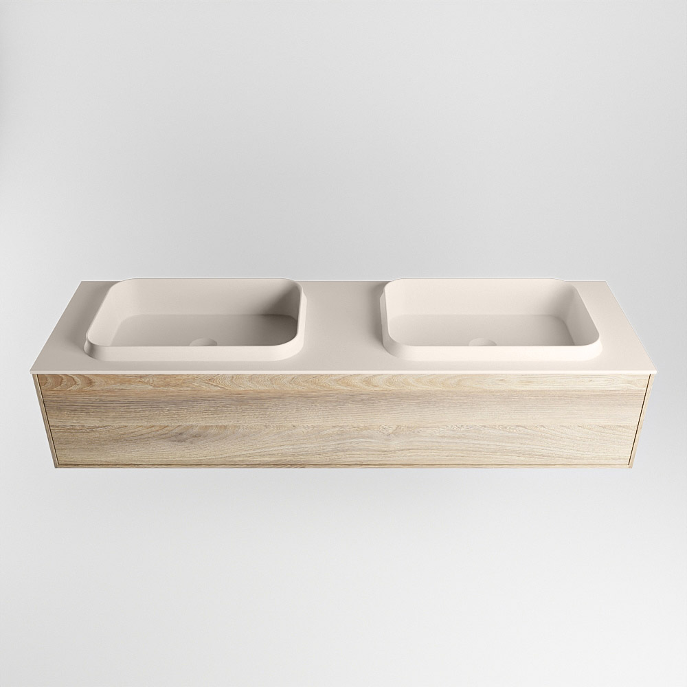 MONDIAZ ERIN 150cm mueble de baño color Dark Brown Grey 1 cajón. Lavabo RIDGE Doble sin orificio color Linen. 5 MONDIAZ ERIN 150cm mueble de baño color Dark Brown Grey 1 cajón. Lavabo RIDGE Doble sin orificio color Linen. - Imagen 5