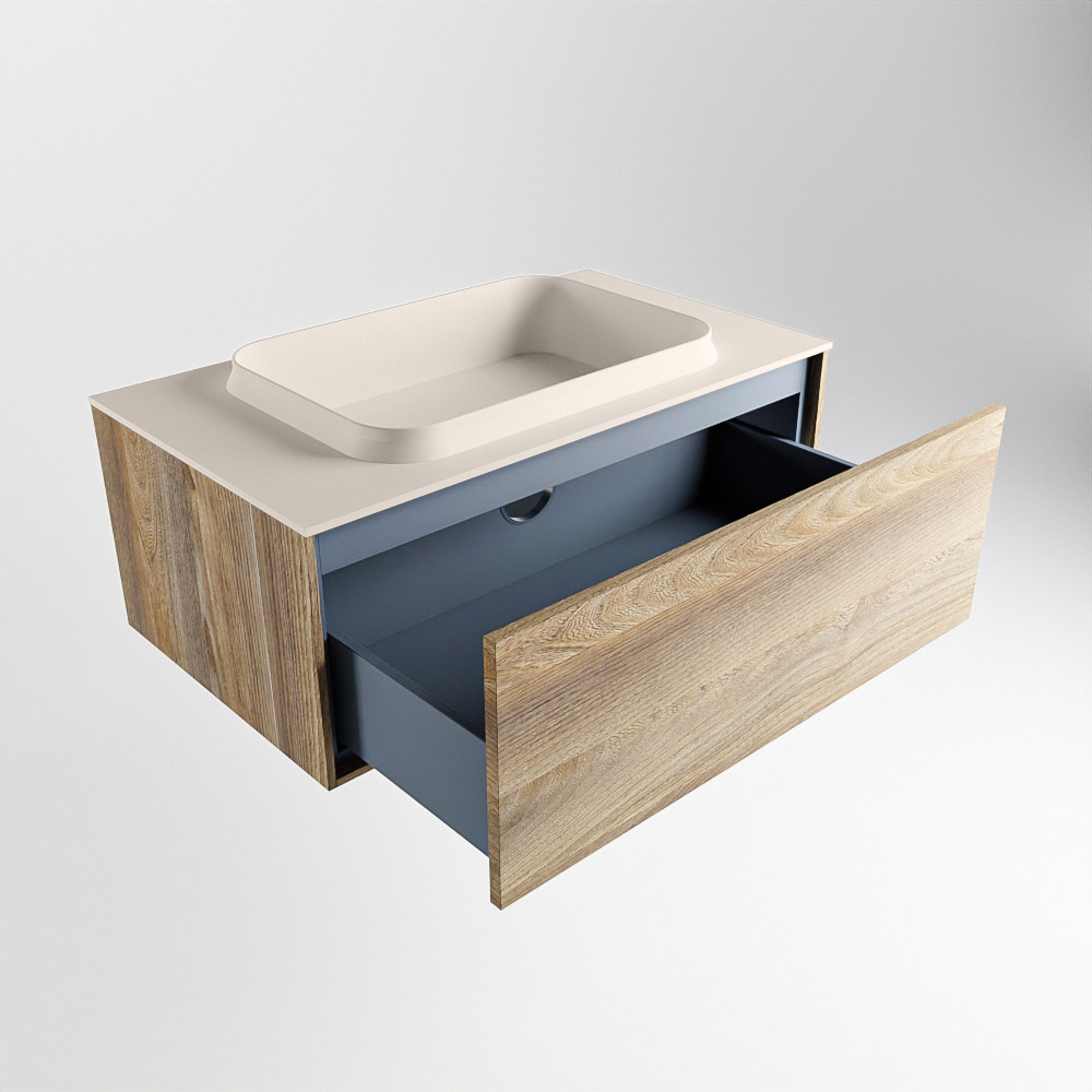 MONDIAZ ERIN 80cm mueble de baño color Dark Brown Grey 1 cajón. Lavabo RIDGE Centro 1 orificio color Linen. 6 MONDIAZ ERIN 80cm mueble de baño color Dark Brown Grey 1 cajón. Lavabo RIDGE Centro 1 orificio color Linen. - Imagen 6