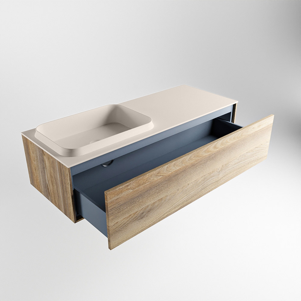 MONDIAZ ERIN 120cm mueble de baño color Dark Brown Grey 1 cajón. Lavabo RIDGE Izquierda 1 orificio color Linen. 6 MONDIAZ ERIN 120cm mueble de baño color Dark Brown Grey 1 cajón. Lavabo RIDGE Izquierda 1 orificio color Linen. - Imagen 6