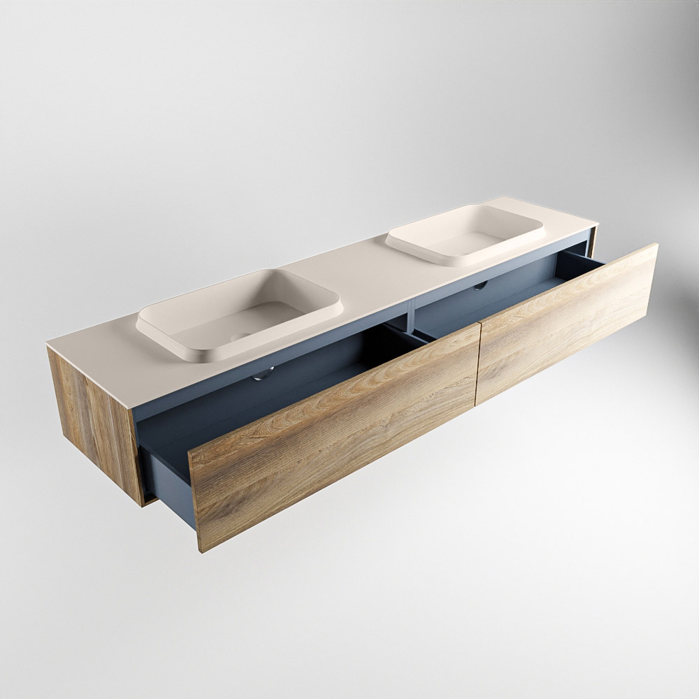 MONDIAZ ERIN 200cm mueble de baño color Dark Brown Grey 2 cajones. Lavabo RIDGE Doble 2 orificios color Linen. 6 MONDIAZ ERIN 200cm mueble de baño color Dark Brown Grey 2 cajones. Lavabo RIDGE Doble 2 orificios color Linen. - Imagen 6