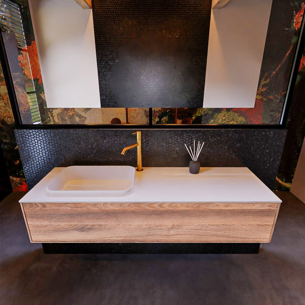 MONDIAZ ERIN 150cm mueble de baño color Dark Brown Grey 1 cajón. Lavabo RIDGE Izquierda 1 orificio color Talc. 3 MONDIAZ ERIN 150cm mueble de baño color Dark Brown Grey 1 cajón. Lavabo RIDGE Izquierda 1 orificio color Talc. - Imagen 3