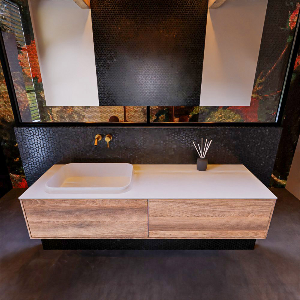 MONDIAZ ERIN 150cm mueble de baño color Dark Brown Grey 2 cajones. Lavabo RIDGE Izquierda sin orificio color Talc. 3 MONDIAZ ERIN 150cm mueble de baño color Dark Brown Grey 2 cajones. Lavabo RIDGE Izquierda sin orificio color Talc. - Imagen 3