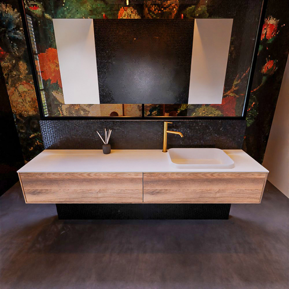 MONDIAZ ERIN 200cm mueble de baño color Dark Brown Grey 2 cajones. Lavabo RIDGE Derecho 1 orificio color Talc. 3 MONDIAZ ERIN 200cm mueble de baño color Dark Brown Grey 2 cajones. Lavabo RIDGE Derecho 1 orificio color Talc. - Imagen 3
