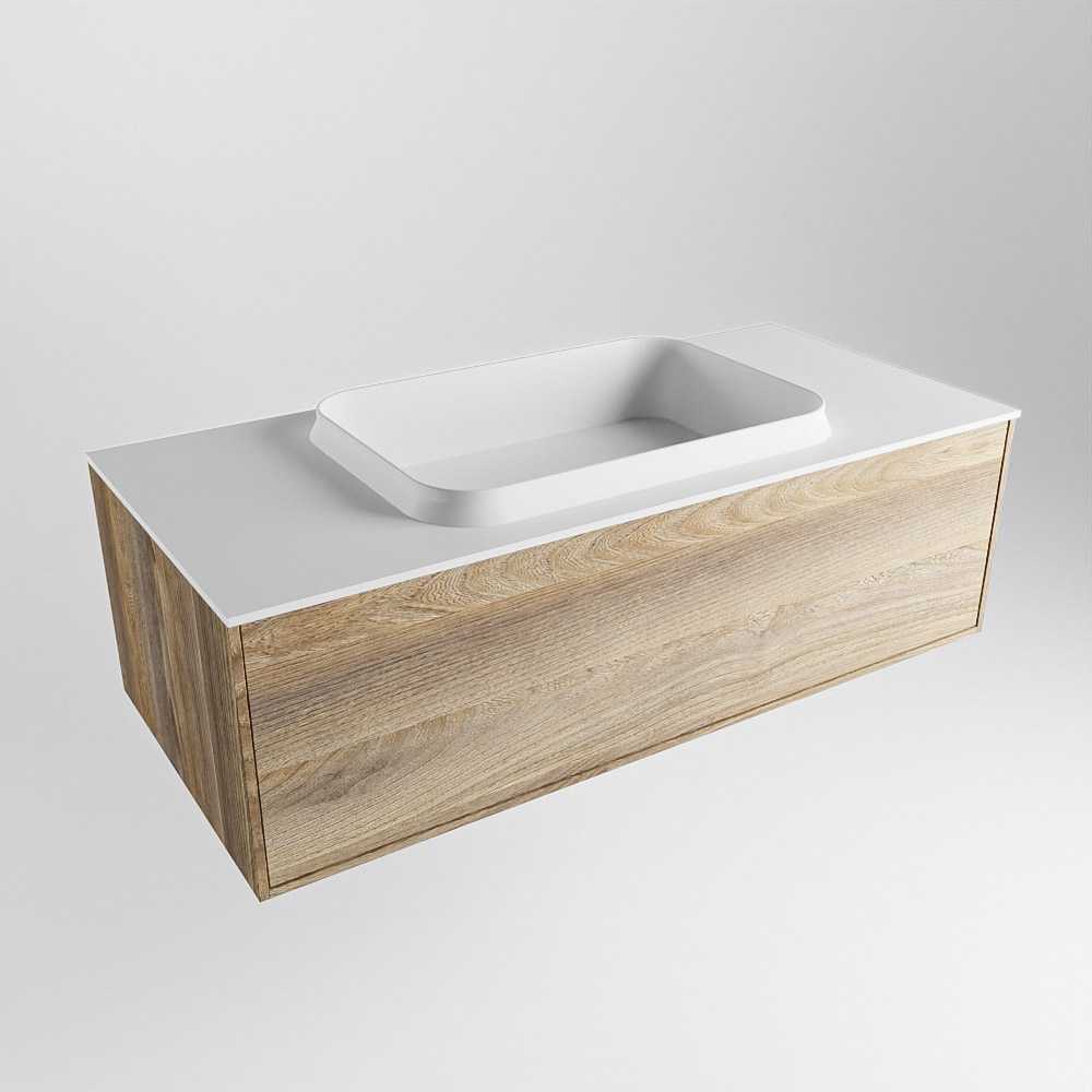 MONDIAZ ERIN 100cm mueble de baño color Dark Brown Grey 1 cajón. Lavabo RIDGE Centro sin orificio color Talc. 4 MONDIAZ ERIN 100cm mueble de baño color Dark Brown Grey 1 cajón. Lavabo RIDGE Centro sin orificio color Talc. - Imagen 4