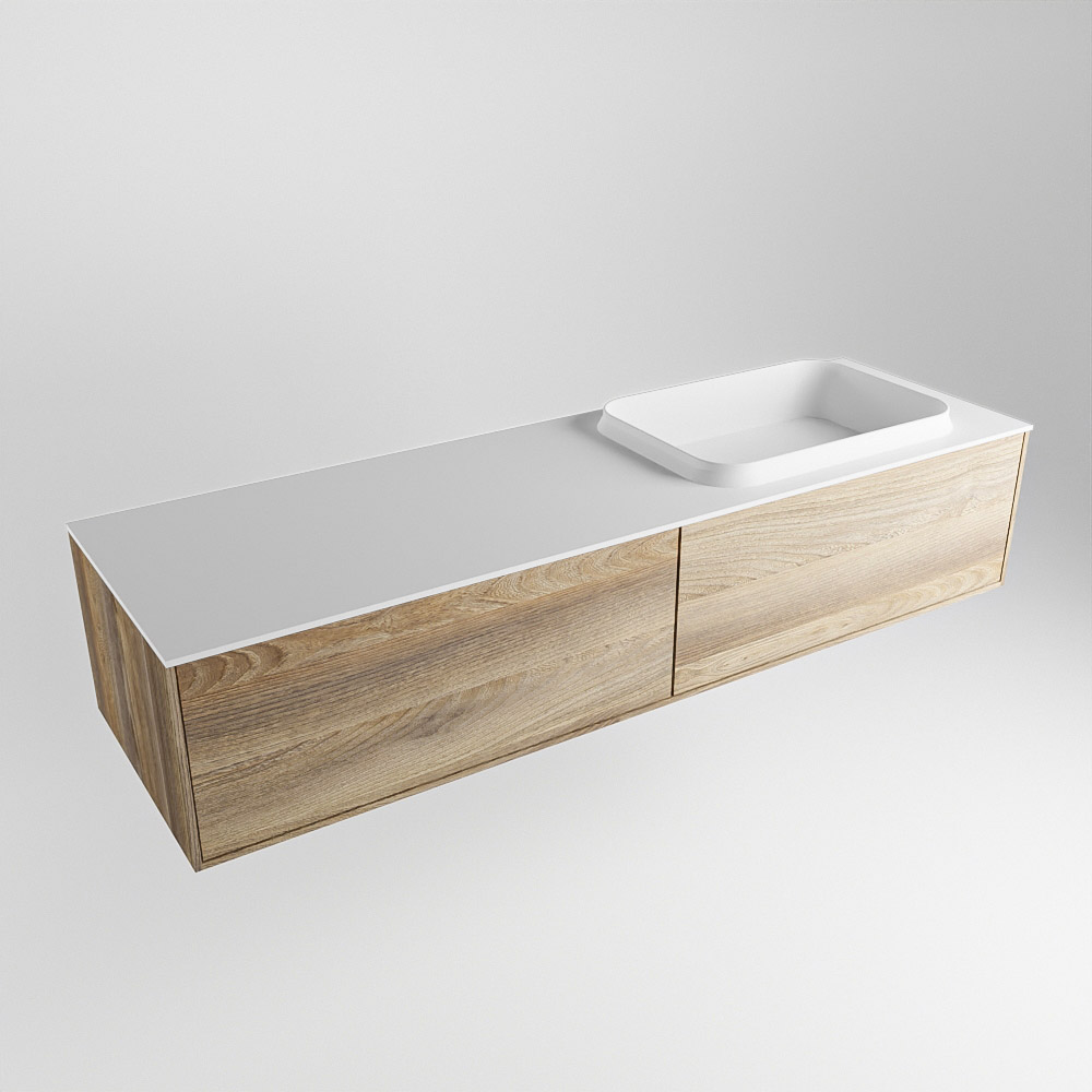 MONDIAZ ERIN 150cm mueble de baño color Dark Brown Grey 2 cajones. Lavabo RIDGE Derecho sin orificio color Talc. 4 MONDIAZ ERIN 150cm mueble de baño color Dark Brown Grey 2 cajones. Lavabo RIDGE Derecho sin orificio color Talc. - Imagen 4