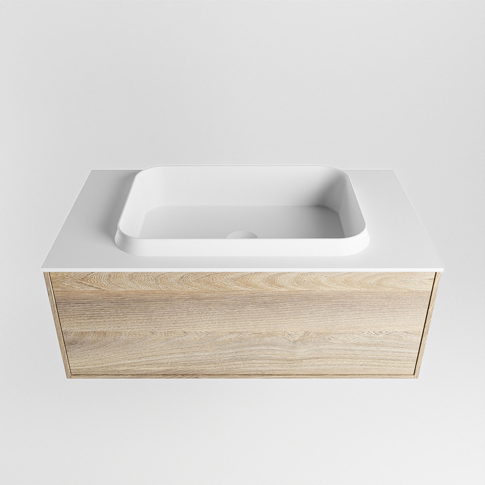 MONDIAZ ERIN 80cm mueble de baño color Dark Brown Grey 1 cajón. Lavabo RIDGE Centro sin orificio color Talc. 5 MONDIAZ ERIN 80cm mueble de baño color Dark Brown Grey 1 cajón. Lavabo RIDGE Centro sin orificio color Talc. - Imagen 5