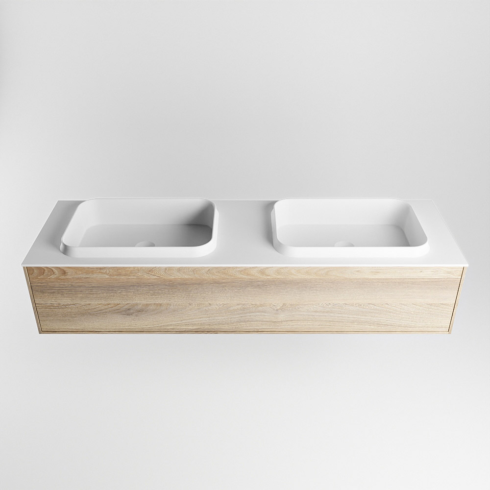 MONDIAZ ERIN 150cm mueble de baño color Dark Brown Grey 1 cajón. Lavabo RIDGE Doble sin orificio color Talc. 5 MONDIAZ ERIN 150cm mueble de baño color Dark Brown Grey 1 cajón. Lavabo RIDGE Doble sin orificio color Talc. - Imagen 5