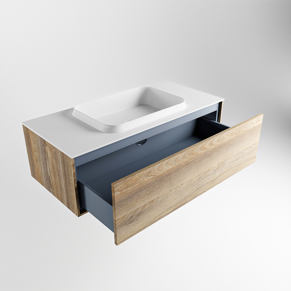 MONDIAZ ERIN 100cm mueble de baño color Dark Brown Grey 1 cajón. Lavabo RIDGE Centro sin orificio color Talc. 6 MONDIAZ ERIN 100cm mueble de baño color Dark Brown Grey 1 cajón. Lavabo RIDGE Centro sin orificio color Talc. - Imagen 6