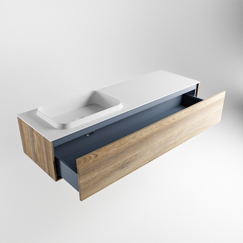 MONDIAZ ERIN 150cm mueble de baño color Dark Brown Grey 1 cajón. Lavabo RIDGE Izquierda sin orificio color Talc. 6 MONDIAZ ERIN 150cm mueble de baño color Dark Brown Grey 1 cajón. Lavabo RIDGE Izquierda sin orificio color Talc. - Imagen 6