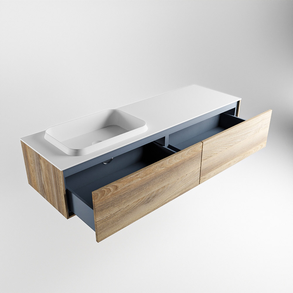 MONDIAZ ERIN 150cm mueble de baño color Dark Brown Grey 2 cajones. Lavabo RIDGE Izquierda sin orificio color Talc. 6 MONDIAZ ERIN 150cm mueble de baño color Dark Brown Grey 2 cajones. Lavabo RIDGE Izquierda sin orificio color Talc. - Imagen 6
