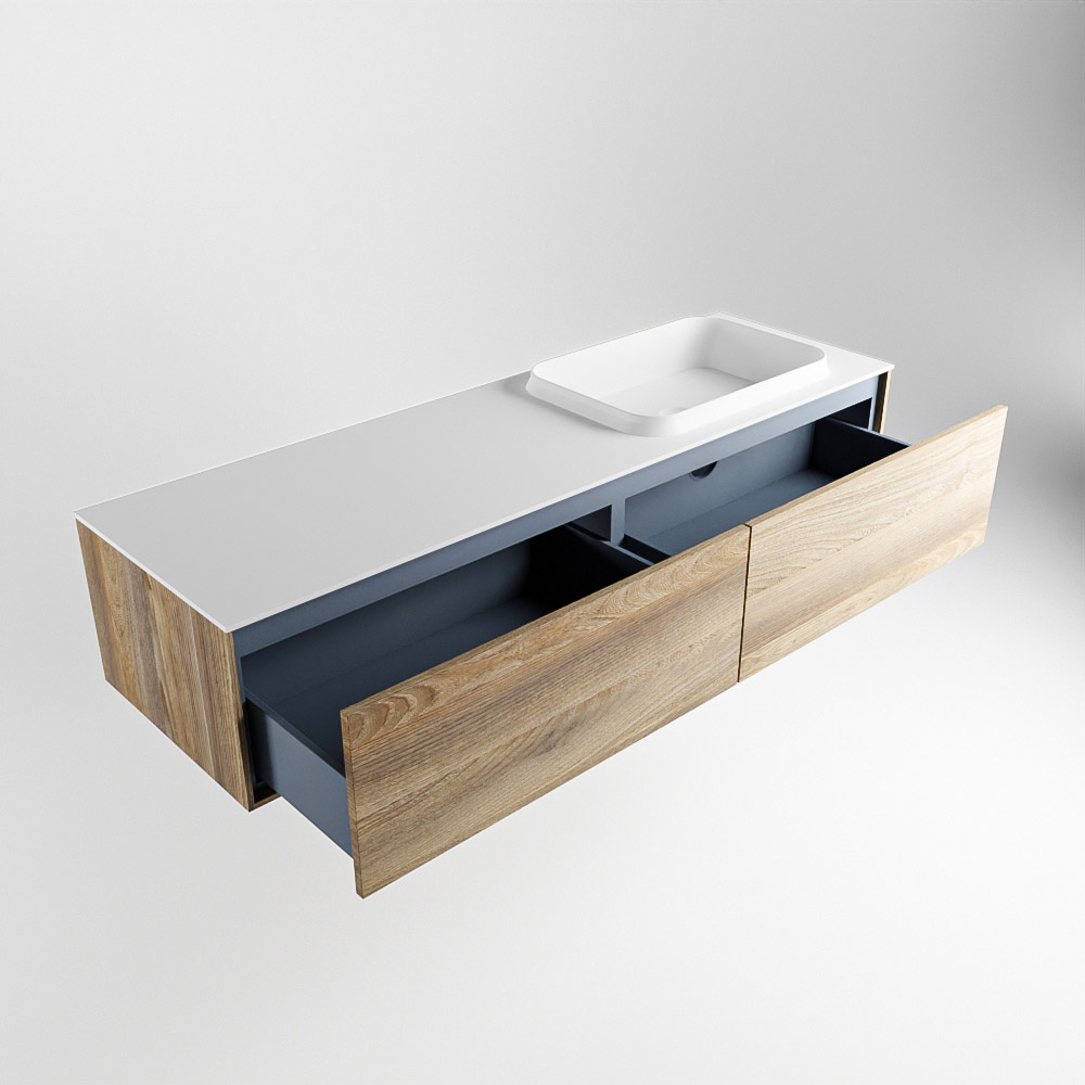 MONDIAZ ERIN 150cm mueble de baño color Dark Brown Grey 2 cajones. Lavabo RIDGE Derecho sin orificio color Talc. 6 MONDIAZ ERIN 150cm mueble de baño color Dark Brown Grey 2 cajones. Lavabo RIDGE Derecho sin orificio color Talc. - Imagen 6