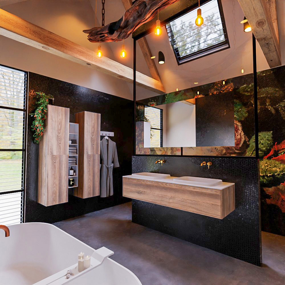 MONDIAZ ERIN 150cm mueble de baño color Dark Brown Grey 1 cajón. Lavabo RIDGE Doble sin orificio color Talc. 2 MONDIAZ ERIN 150cm mueble de baño color Dark Brown Grey 1 cajón. Lavabo RIDGE Doble sin orificio color Talc. - Imagen 2