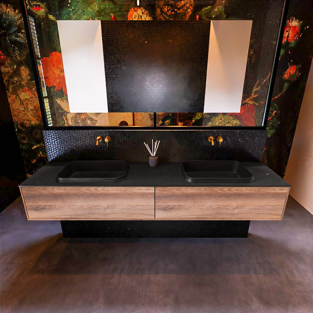 MONDIAZ ERIN 200cm mueble de baño color Dark Brown Grey 2 cajones. Lavabo RIDGE Doble sin orificio color Urban. 3 MONDIAZ ERIN 200cm mueble de baño color Dark Brown Grey 2 cajones. Lavabo RIDGE Doble sin orificio color Urban. - Imagen 3
