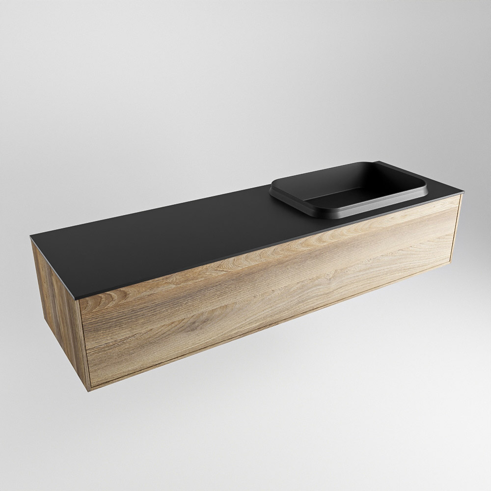 MONDIAZ ERIN 150cm mueble de baño color Dark Brown Grey 1 cajón. Lavabo RIDGE Derecho 1 orificio color Urban. 4 MONDIAZ ERIN 150cm mueble de baño color Dark Brown Grey 1 cajón. Lavabo RIDGE Derecho 1 orificio color Urban. - Imagen 4