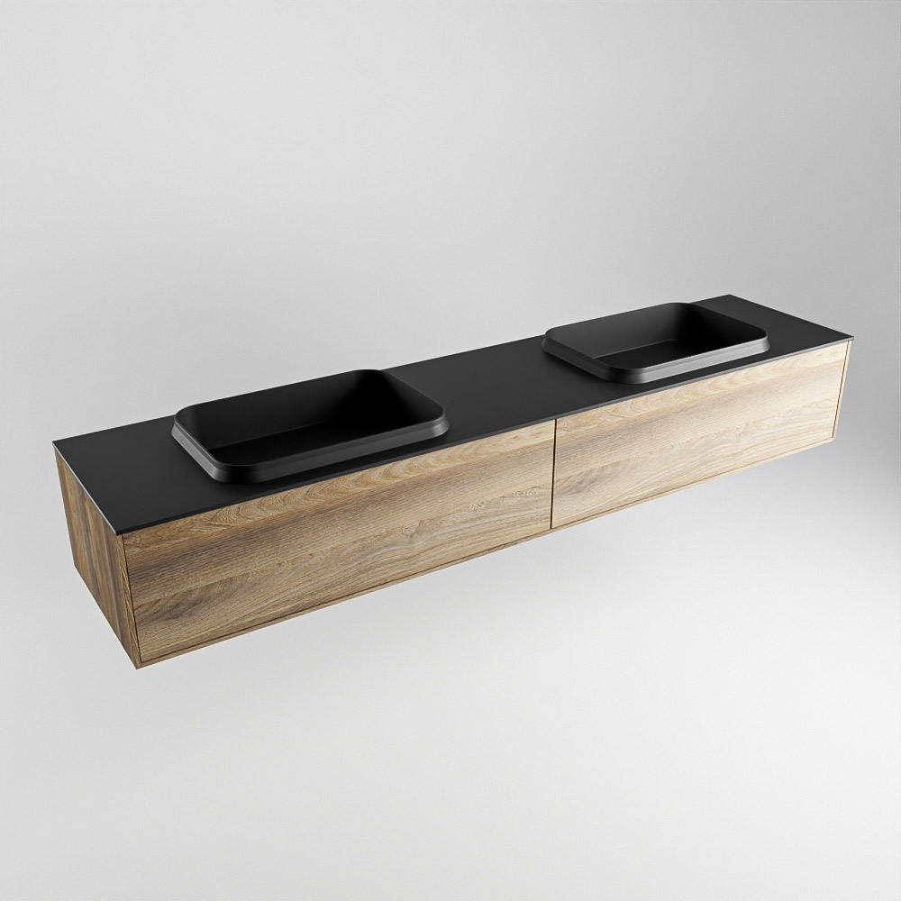 MONDIAZ ERIN 200cm mueble de baño color Dark Brown Grey 2 cajones. Lavabo RIDGE Doble sin orificio color Urban. 4 MONDIAZ ERIN 200cm mueble de baño color Dark Brown Grey 2 cajones. Lavabo RIDGE Doble sin orificio color Urban. - Imagen 4