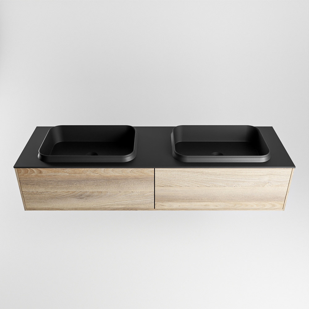 MONDIAZ ERIN 150cm mueble de baño color Dark Brown Grey 2 cajones. Lavabo RIDGE Doble 2 orificios color Urban. 5 MONDIAZ ERIN 150cm mueble de baño color Dark Brown Grey 2 cajones. Lavabo RIDGE Doble 2 orificios color Urban. - Imagen 5