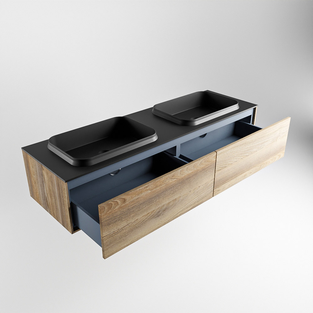 MONDIAZ ERIN 150cm mueble de baño color Dark Brown Grey 2 cajones. Lavabo RIDGE Doble 2 orificios color Urban. 6 MONDIAZ ERIN 150cm mueble de baño color Dark Brown Grey 2 cajones. Lavabo RIDGE Doble 2 orificios color Urban. - Imagen 6