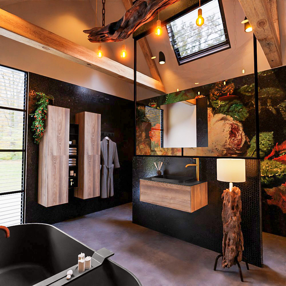 MONDIAZ ERIN 80cm mueble de baño color Dark Brown Grey 1 cajón. Lavabo RIDGE Centro 1 orificio color Urban. 2 MONDIAZ ERIN 80cm mueble de baño color Dark Brown Grey 1 cajón. Lavabo RIDGE Centro 1 orificio color Urban. - Imagen 2