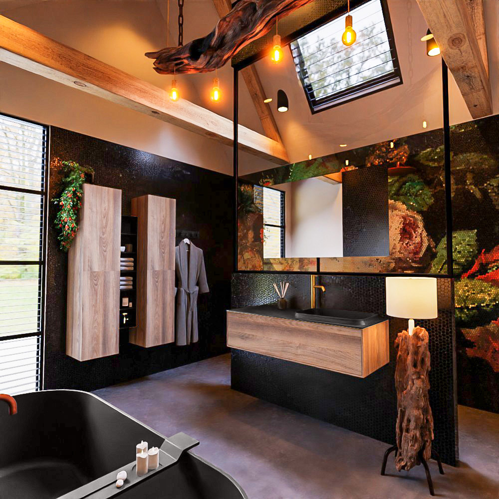 MONDIAZ ERIN 120cm mueble de baño color Dark Brown Grey 1 cajón. Lavabo RIDGE Derecho 1 orificio color Urban. 2 MONDIAZ ERIN 120cm mueble de baño color Dark Brown Grey 1 cajón. Lavabo RIDGE Derecho 1 orificio color Urban. - Imagen 2