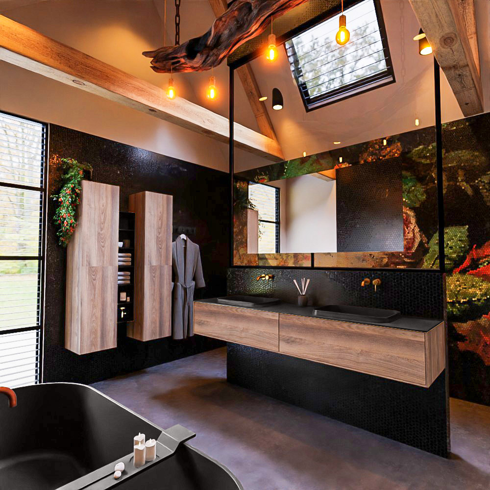 MONDIAZ ERIN 200cm mueble de baño color Dark Brown Grey 2 cajones. Lavabo RIDGE Doble sin orificio color Urban. 2 MONDIAZ ERIN 200cm mueble de baño color Dark Brown Grey 2 cajones. Lavabo RIDGE Doble sin orificio color Urban. - Imagen 2