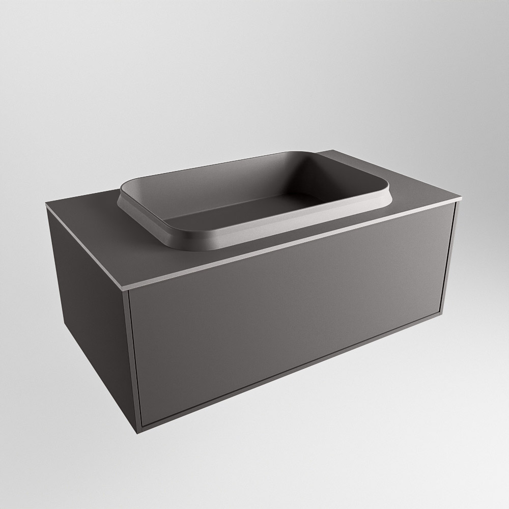 MONDIAZ ERIN 80cm mueble de baño color Dark Grey 1 cajón. Lavabo RIDGE Centro 1 orificio color Dark Grey. 4 MONDIAZ ERIN 80cm mueble de baño color Dark Grey 1 cajón. Lavabo RIDGE Centro 1 orificio color Dark Grey. - Imagen 4